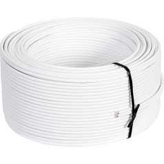 Misterhifi 50 m Speaker Cable 2 x 2.5 mm², Stranded Wire: 2 x 78 x 0.2 mm, White Insulated, 99.99% OFC Copper Cable, Made in Germany, Speaker Cable/Audio Cable for Speakers and Home Cinema