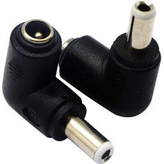 CGTime DC5.5x2.5mm Male 90 Degree Angle to DC 5.5x2.1mm Female Adapter 5 Volt DC Barrel Power Jack Charging Cable Connector for Tablet (DC5.5 x 2.5m) (2-Pack)