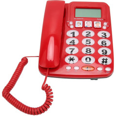 Large Button Phone for Seniors, Corded Landline Telephone, Picture Buttons for Patients with Clear Sound, Dual Port Support for Storing 3 Frequently Used Numbers (Red)