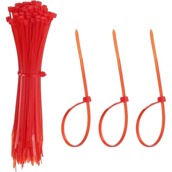 YELARXI Kabelbinder aus Kunststoff, selbstsichernd, 15,2 cm, passend für Zuhause, Garten, Büro, Werkstatt, Reisen, 100 Stück, Rot