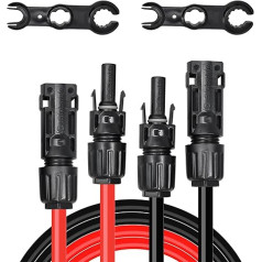 2 x 8 m Solar Cable with 2 Wrenches, 4 mm² 1500 V PV Solar Panel Extension Cable, Waterproof IP67 Solar Plug, PV Cable Extension for Solar Systems/Motorhomes/Navy/Power Plants