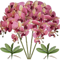 FagusHome 32 Inch Artificial Phalaenopsis Flowers, 4 Pieces with 2 Bundles Artificial Orchid Flowers Stem Plants Fake Butterflies Phalaenopsis Party Decoration (Purple Apple)