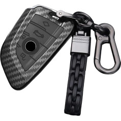 ontto Plastic Car Key Case Fits BMW X1 F48 X2 X3 X5 X7 F15 X6 F16 G30 G11 2 Series 5 Series Remote Control Cover Key Case Key Cover Key Protection 4 Button Carbon Fibre Black