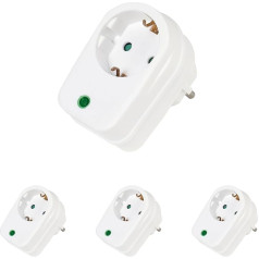 Vivanco Surge Protection Adapter with Child Safety Lock TÜV and GS Tested White Pack of 4