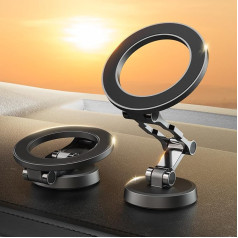 Mobile Phone Holder Car Magnet for MagSafe, Car Holder Strong Magnet, 360° Rotation, Strong 3M Adhesive, Foldable and Full Metal, Dashboard Glass Panel Car Mobile Phone Holder for Apple Magsafe