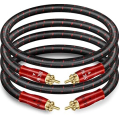 SKW RCA Audio Cable, OFC Copper - Dual Shielded 2 x RCA to 2 x RCA Cable - Analogue Stereo Audio Cable for CD, DVD, Amplifier, Sound Card, Decoder, Soundbar (5 m, Red)