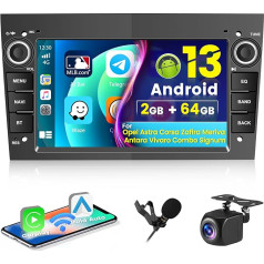 [2GB + 64GB] Android 13 Car Radio, Wireless CarPlay Android Car, for Opel Astra Corsa Zafira Meriva Antara Vivaro Combo Signum Radio, 7 Inch Screen Bluetooth, GPS WiFi HiFi FM SWC USB, Reversing