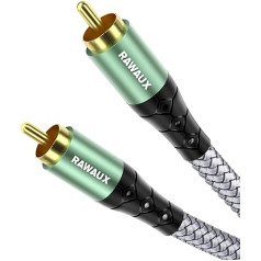RAWAUX RCA Cable 3 m, RCA Male to Male Subwoofer Audio Cable Gold-Plated Digital Coaxial Cable for Amplifier, Speaker, Soundbar, Home Cinema and HiFi Systems