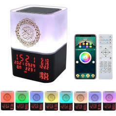 Telawah Quran Speaker, Speaker with Remote Control and APP Control, Multicolor Changing Azan Bluetooth Speaker, Night Light MP3 Music Player with 16 Reciters and 15 Translations