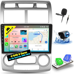 OiLiehu 4+64G 8 Core Android 13 CarPlay Android Car 2DIN Radio for Kia Sportage 2005-2010 Car Radio with Screen 9 Inch with Mirror Link Bluetooth GPS FM RDS WiFi SWC DSP/EQ + Reversing Camera