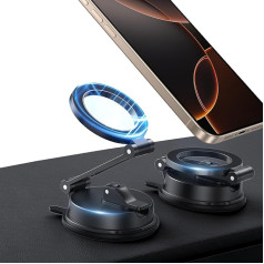 DOMAVER Magnetische Handyhalterung für das Auto, 360 ° drehbar, faltbar, [Armaturenbrett/Windschutzscheibe] Super stabil, starker Magnet für universelles Auto, iPhone 16 Pro Max/Samsung, Schwarz