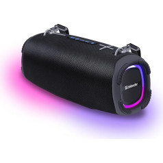 Defender Bluetooth Speaker with Light, 80 W, Music Box with Stereo Pairing (TWS), Bass Boost, IPX6 Waterproof, Bluetooth Box with MP3, EQ, AUX for Indoor and Outdoor Party, Black