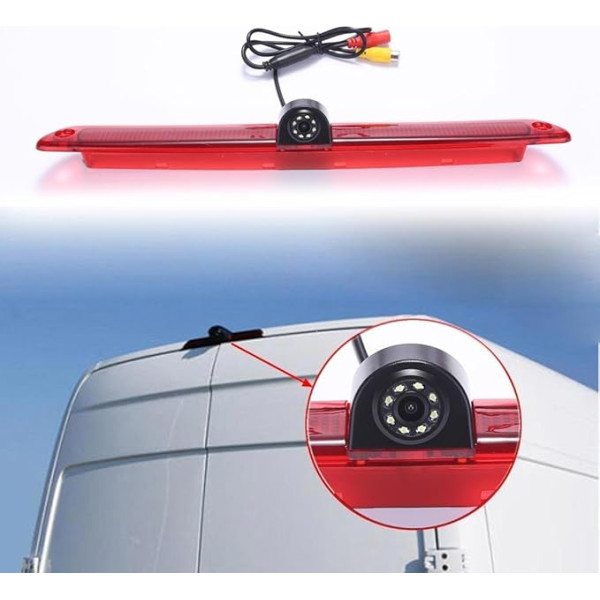 Dynavsal Reversing System with Reversing Camera in 3rd Brake Light Brake Light Suitable for Transporter Mercedes Sprinter W609 W907 W910 316 CDI Viano Transit Ducato VW Crafter Master Brake Lamp
