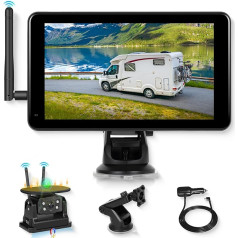 Wireless Solar Reversing Camera, 7 Inch Touchscreen Monitor, 10000 mAh Magnetic, Rechargeable Type-C Reversing Camera with DVR Recording, BSD, Night Vision, Waterproof