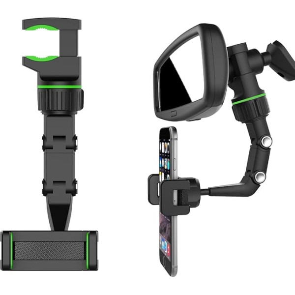 Xihemyfa Car Rear View Mirror Phone Holder, 360° Rotatable Multifunctional Universal Dashboard Sun Visor Car Phone Holder, Smartphone Holder Car Compatible with 4-7 Inch Smartphones