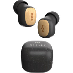 House of Marley Smile Jamaica Bluetooth Earphones - Small In-Ear Headphones, 14 Hours Playback Time, TWS with Charging Case, Sustainable Materials, Black