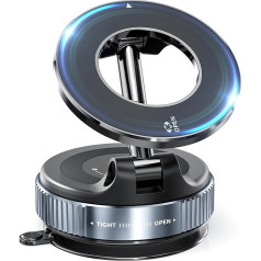 DuHeSin Vacuum Magnetic Phone Stand for Car, Vacuum Magnetic Phone Holder for Car, Foldable, 360° Adjustable Magnetic Suction Cup Car Phone Stand for Mag-Safe / All Smartphones