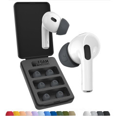 Foam Masters Memory Foam Earplugs for AirPods Pro 1st & 2nd Generation 3 Pairs Black Magic Version 6.0 Comfortable Safe Enhanced Noise Cancelling Replacement Earplugs Space Gray S