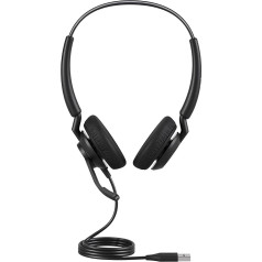 Jabra Engage 40 Wired Stereo Headset with Inline Call Control, Noise Cancelling 2-Mic Technology, USB-A Cable - Compatible with All Leading UC Platforms such as Zoom - Black
