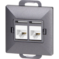 Kontaktligzda 2xRJ45 Cat5 Pearl, RJ45-5CAT/P2, antracīts