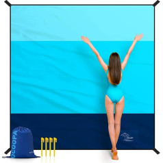 OCOOPA beach blanket, sand-free, super large, 280 x 300 cm, sand-proof, waterproof, soft, comfortable, durable material, wide stripes, lightweight, compact, for picnics