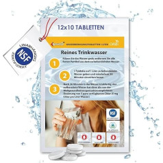 LevinQ Drinking Water Treatment [Pack of 120] *NSF Tested * 100% Germ-free Drinking Water 1 Litre/Tablet + Gloves PE | Water Sterilization Tablets for Crisis Prevention Outdoor, Emergency, Camping,