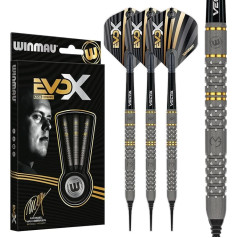 Winmau Michael Van Gerwen MvG - EvoX Professional Darts Set with Dart Flights and Shafts - Available in Soft Tip 18g Barrel / 20g Full Weight and Steel Tip 21g, 22.5g & 24g