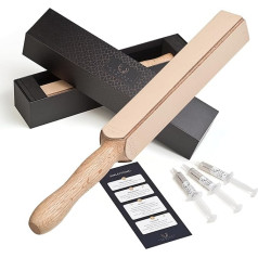 SCHWARTZHIRSCH® Summit Smoother - The 4-sided one piece oak strop with diamond pastes in a set (peel leather, ergonomic handle, gift packaging)