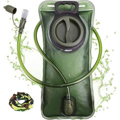 Hydration Bladder 2 Liter Leak Proof Water Reservoir, Military Water Storage Bladder Bag, BPA Hydration Pack for Hiking Biking Climbing Cycling Running, Large Opening, Green