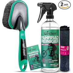 bio-chem Bicycle Cleaner Spray - 750 ml + Bicycle Brush and Microfibre Cloth - Material-friendly Premium Cleaner for Bicycle - Suitable for All Bicycle Types