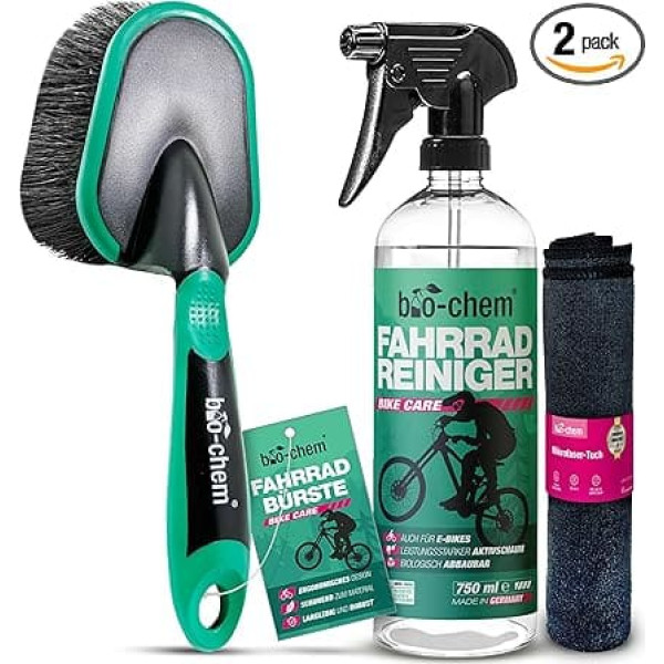 bio-chem Bicycle Cleaner Spray - 750 ml + Bicycle Brush and Microfibre Cloth - Material-friendly Premium Cleaner for Bicycle - Suitable for All Bicycle Types