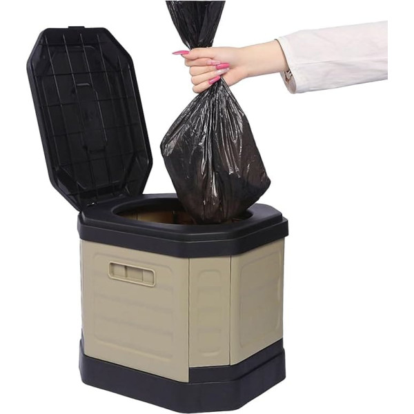 Portable Toilet, Foldable Compact Potty for Outdoor Bathroom Use, Space-Saving Travel Toilet and Trash Bucket for Campervan Hiking Camping Trailer Survival Picnic Fishing Road Trips 34x29cm
