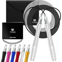 Titan Armour® Premium Skipping Rope Adult Self Locking Adjustable 2 x Steel Ropes Cable Protector and Travel Case Professional Skipping Rope: Fitness, Crossfit, Boxing, MMA