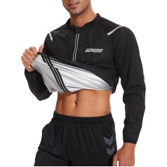 LAZAWG Sauna Suit Men Sweatsuit Long Sleeve Zipper Sauna Shirt Workout Jackets