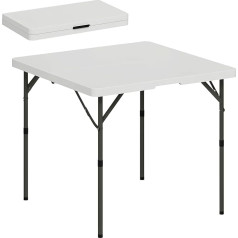 Outsunny Camping Table Folding Garden Table Height Adjustable Multifunctional Table Lightweight Side Table for Garden Patio Balcony Camping Picnic 86 x 86 cm White