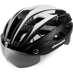 Shinmax Bicycle Helmet Men Women Bicycle Helmet with Visor Magnetic Removable Safety Glasses Bicycle Helmets with Light for Adults Cycling Helmet Adjustable Breathable Safety Protection MTB Helmet