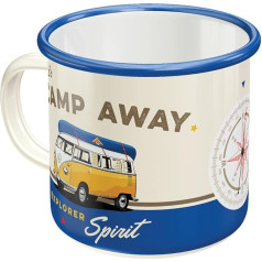 Nostalgic Art 43206 VW Bulli – Let's camp Away Outdoor | Retro Enamel Mug | Vintage Gift Mug | Cookware, 8 x 8 x 8 cm