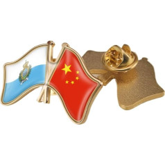 China and San Marino Flag Brooch - Classic Geometric Crystal Print Brooches Lapel Pins Shirt Jacket Backpack Lapel Pins Accessories
