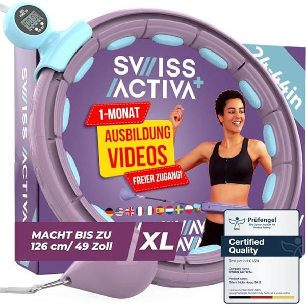 Swiss Activa+ Infinity Hoop Smart Weighted Hula Hoop - Smart Hula Hoop Fit - Exercise Hoola Hoop Exercise Equipment - Adult Hula Hoops for Exercise - Hula Hoops for Women Weight Loss