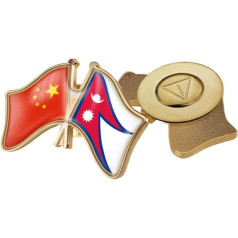 China Nepal Friendship Flag Brooch - Hip Hop Style Vintage Brooch for Women Men Charm Jewelry Patriot Clothing Bag Accessories