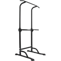 DlandHome Roman Chair Strength Training Adjustable Dips Pull Up Bar Foot Pull Up Bar Tower Pull Up Station Dips Armrests Fitness Black
