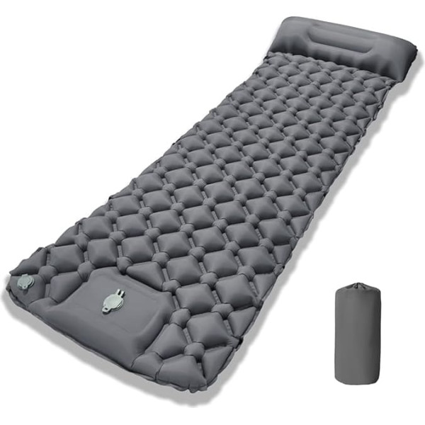 lomonmen Self-Inflating Camping Mattress Ultralight for Outdoor Use, Air Mattress Camping with Foot Press Pump and Cushion for Hiking, Beach, Travel, Tent, Hammock