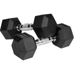 Rebel RBA-2325-07 Dumbbells Cast Iron Rubberised HEX 2 x 7 kg