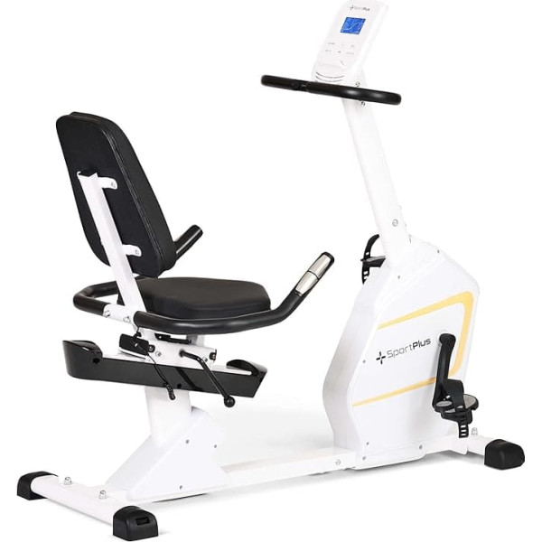SportPlus Recumbent Exercise Bike - Exercise Bike Ergometer with Magnetic Brake 24 Resistance Levels, LCD Display and Pulse Measurement - Recumbent Ergometer Exercise Bike up to 150 kg