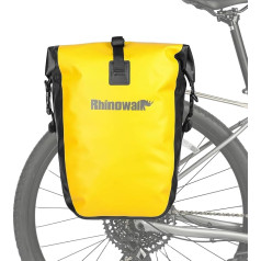 Rhinowalk Bicycle Bag, Waterproof Bicycle Pannier Rack Bag, 25L for Bicycle Pannier Rack, Saddle Bag, Shoulder Bag, Laptop, Professional Bicycle Accessories, Yellow