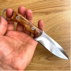 CraftTal Hunting Knife Made of N690 Steel Outdoor Knife Survival Hunting Knife Fixed Blade with Leather Sheath, Sharp Bushcraft Camping Knife with Wooden Handle, Full Tang Survival Knife