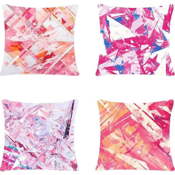 Jy154 Outdoor-Kissen, 55 x 55 cm, Leinenmaterial, wendbar, abstrakter geometrischer Druck, perfekt für Camping, Garten, Terrasse, Balkon, Auto, Dekoration, 4 Stück