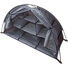 Bebykilemi Portable Camping Organiser with 9 Shelves for RV Tent Shoes Clothes Large Capacity 210D Oxford Cloth 128 x 55 x 75 cm (Grey)