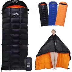 OMVMO 0 5 10 Degree F 650/800 Filling Power Ducks/Goose Down Sleeping Bag for Adults, Ultralight, 4 Seasons, Rectangular, Backpacking, Camping, Can Be Used as Down Blanket