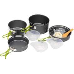 Camp Cooking Gear - Camp Cooking Set | Mini Picnic Cookware, Portable Stackable Cookingg Pots Pans with Handle for RV Dorm Travel Survival Tailgating Outdoor Backpacking Hiking and Picnic